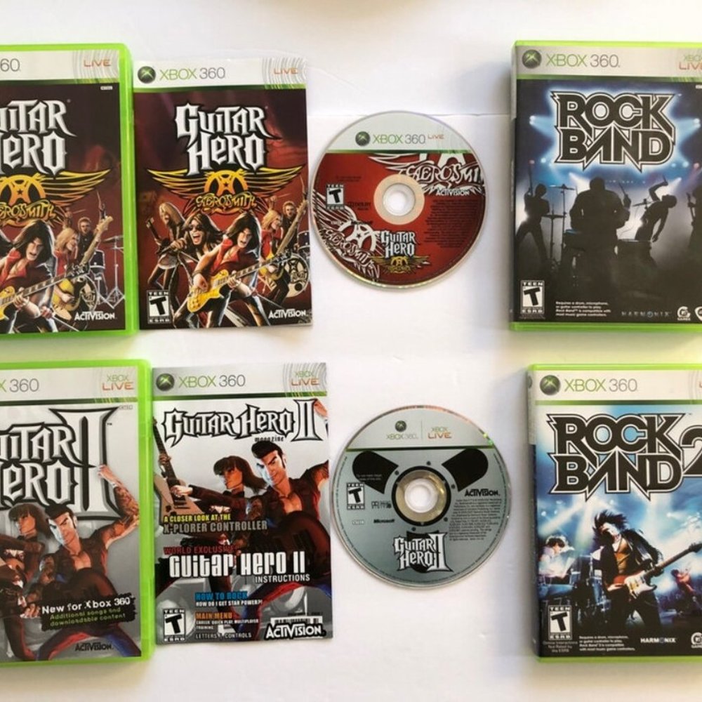 Xbox 360 Guitar Hero Gibson Les Paul Guitar Controller Bundle 6 Games RockBand, - Picture 9 of 9